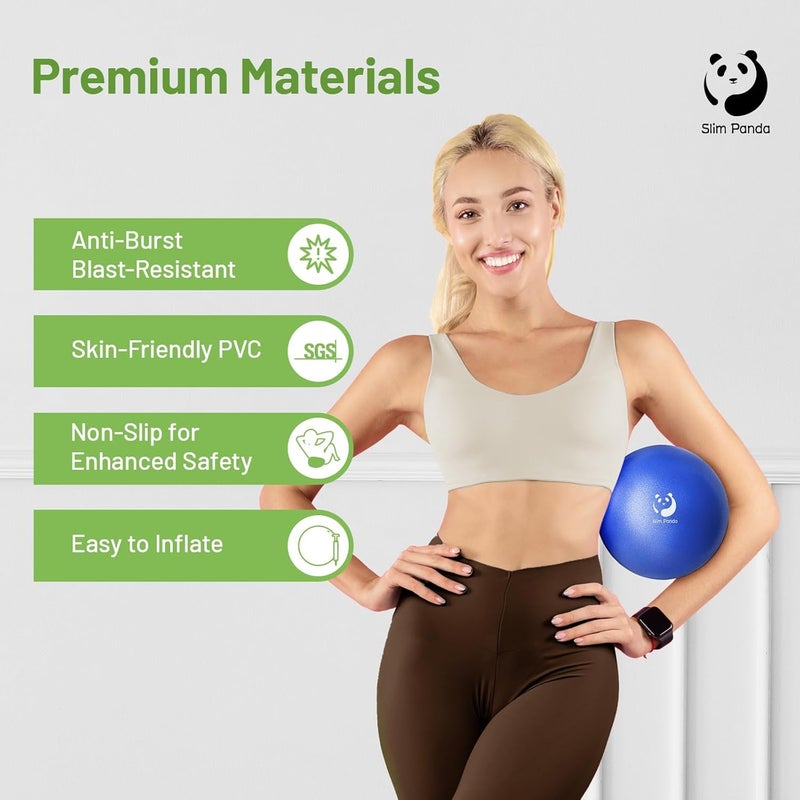 Slim Panda Pilates Ball, 9 Inch Small Exercise Ball, Anti Burst Mini Yoga Ball for Stability, Workout, Barre, Core Strength, Physical Therapy, Balance, Stretching - Image 2